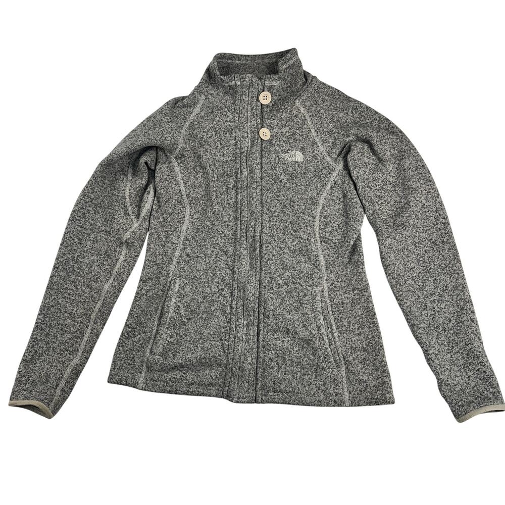 The North Face Crescent Fleece Lined Heathered Gray Full Zip Jacket Size S